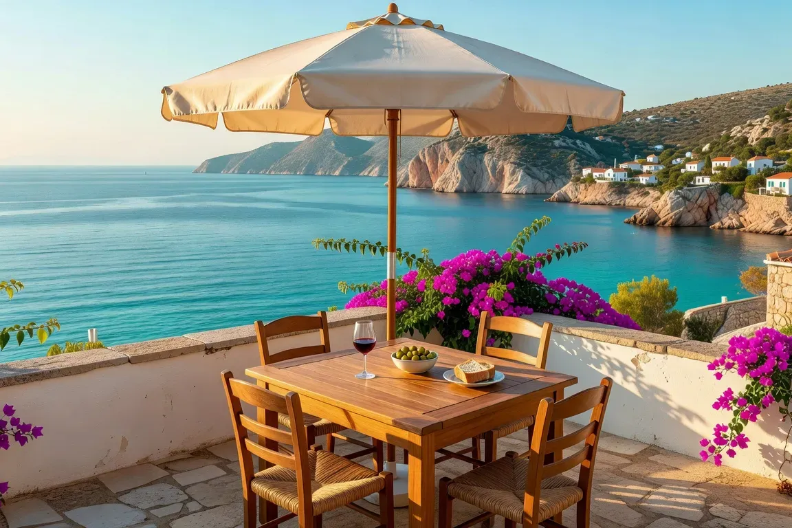 Terrasse d'appartement de location en Croatie avec vue panoramique sur la mer
