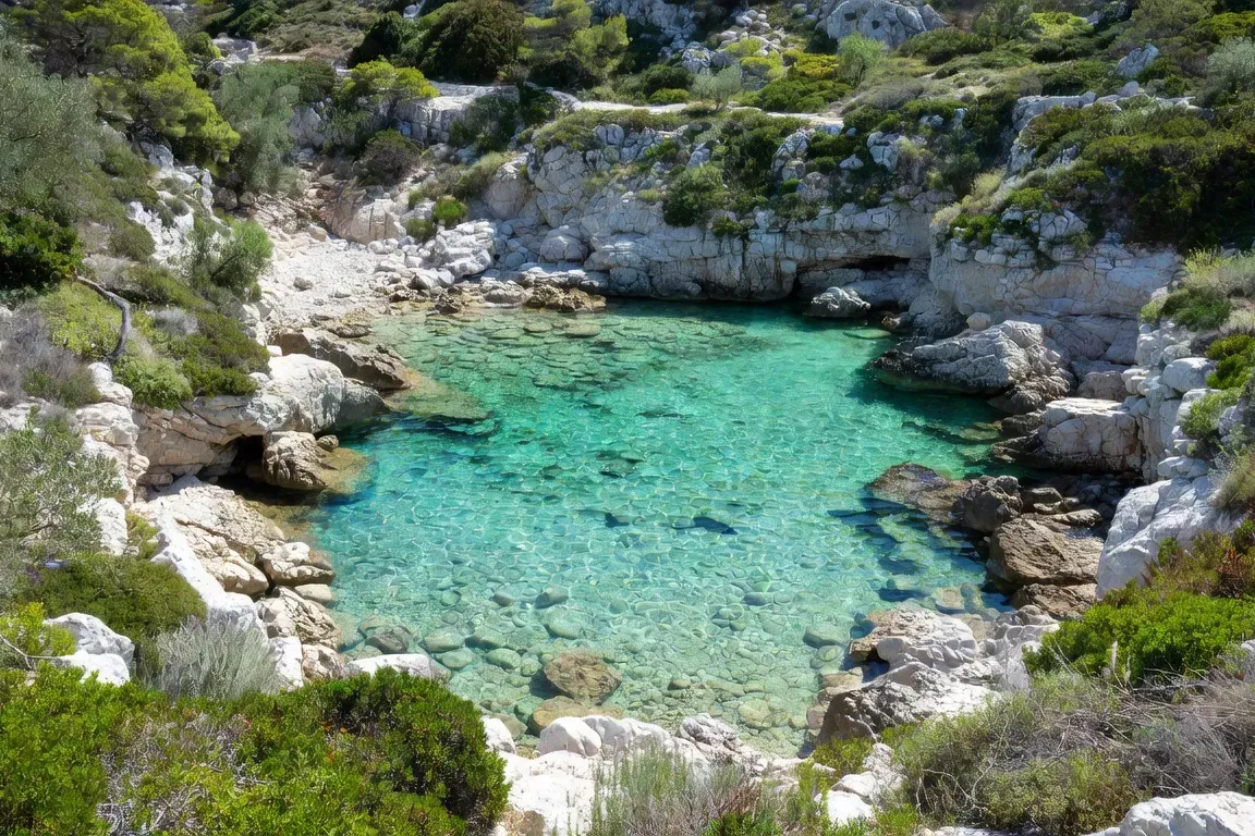 Crique cachée de l'île de Hvar, eau cristalline turquoise