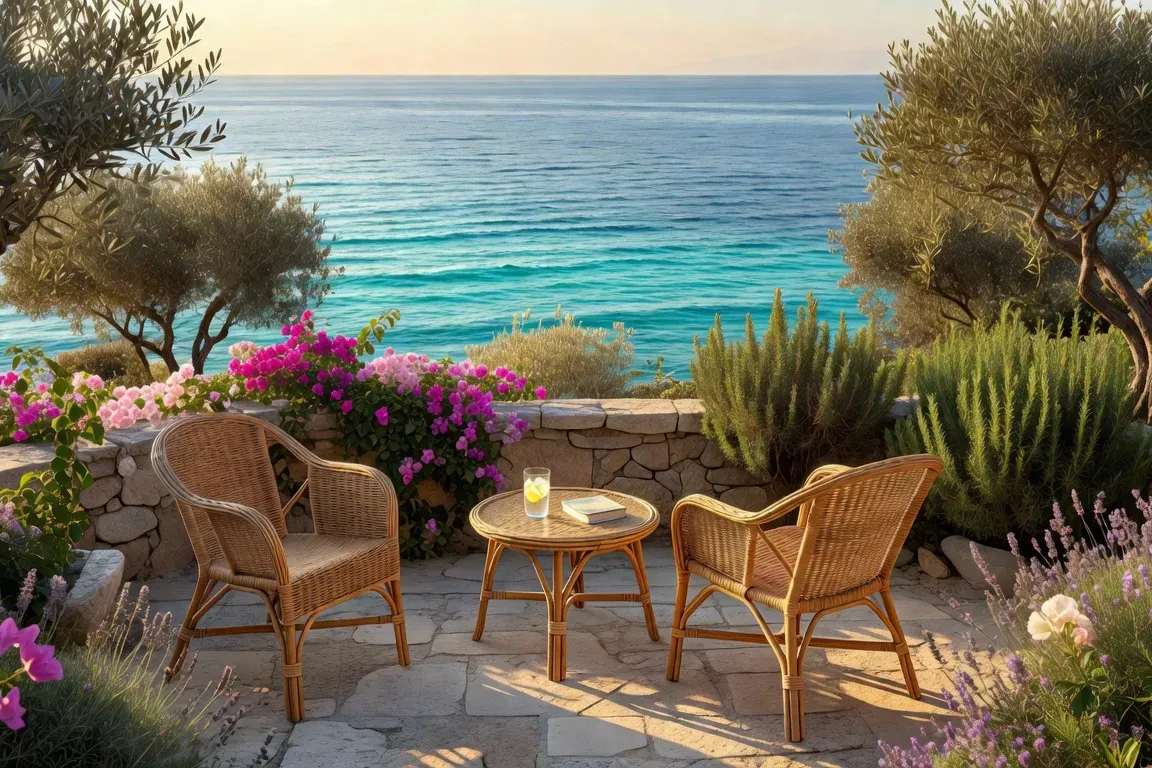 Terrasse d'appartement de location en Istrie avec vue sur l'Adriatique