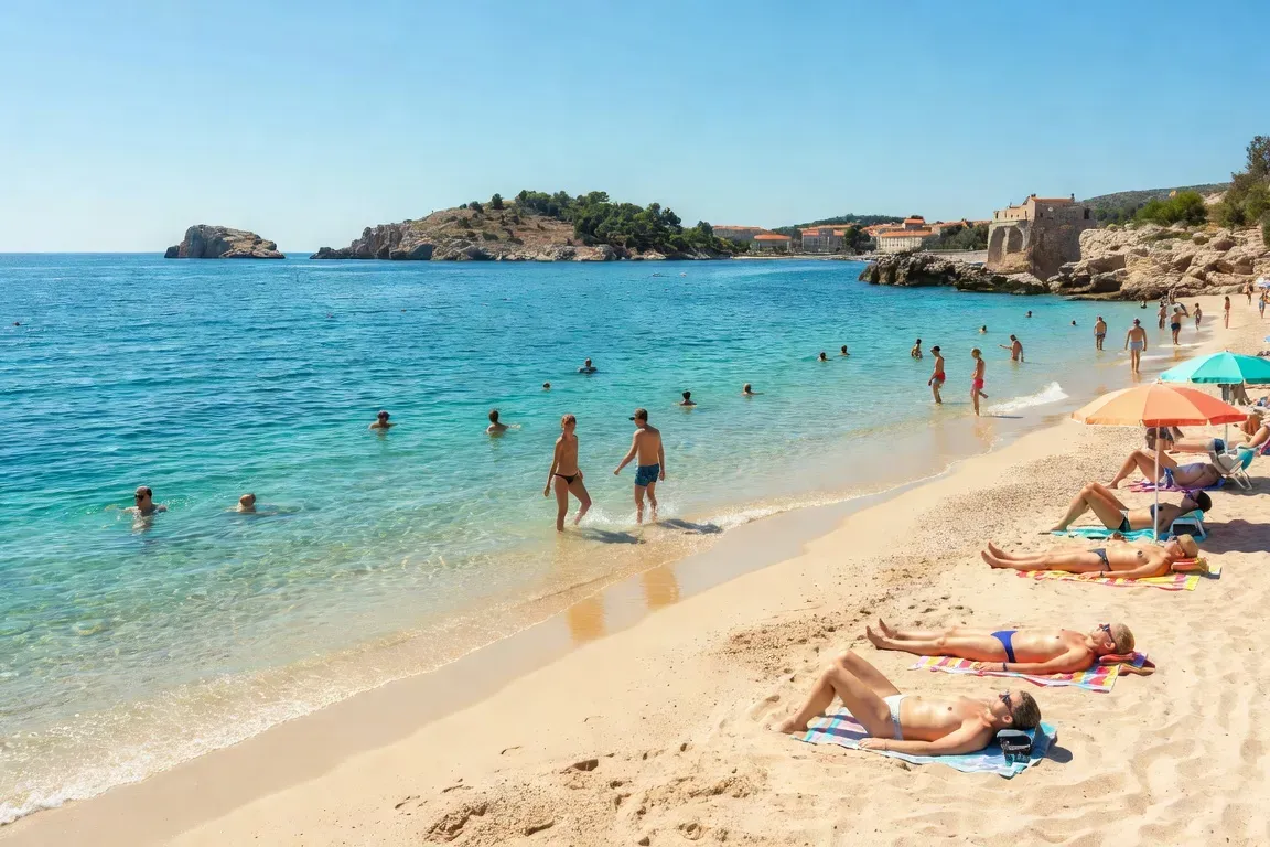 Plage de Bačvice à Split, familles en été