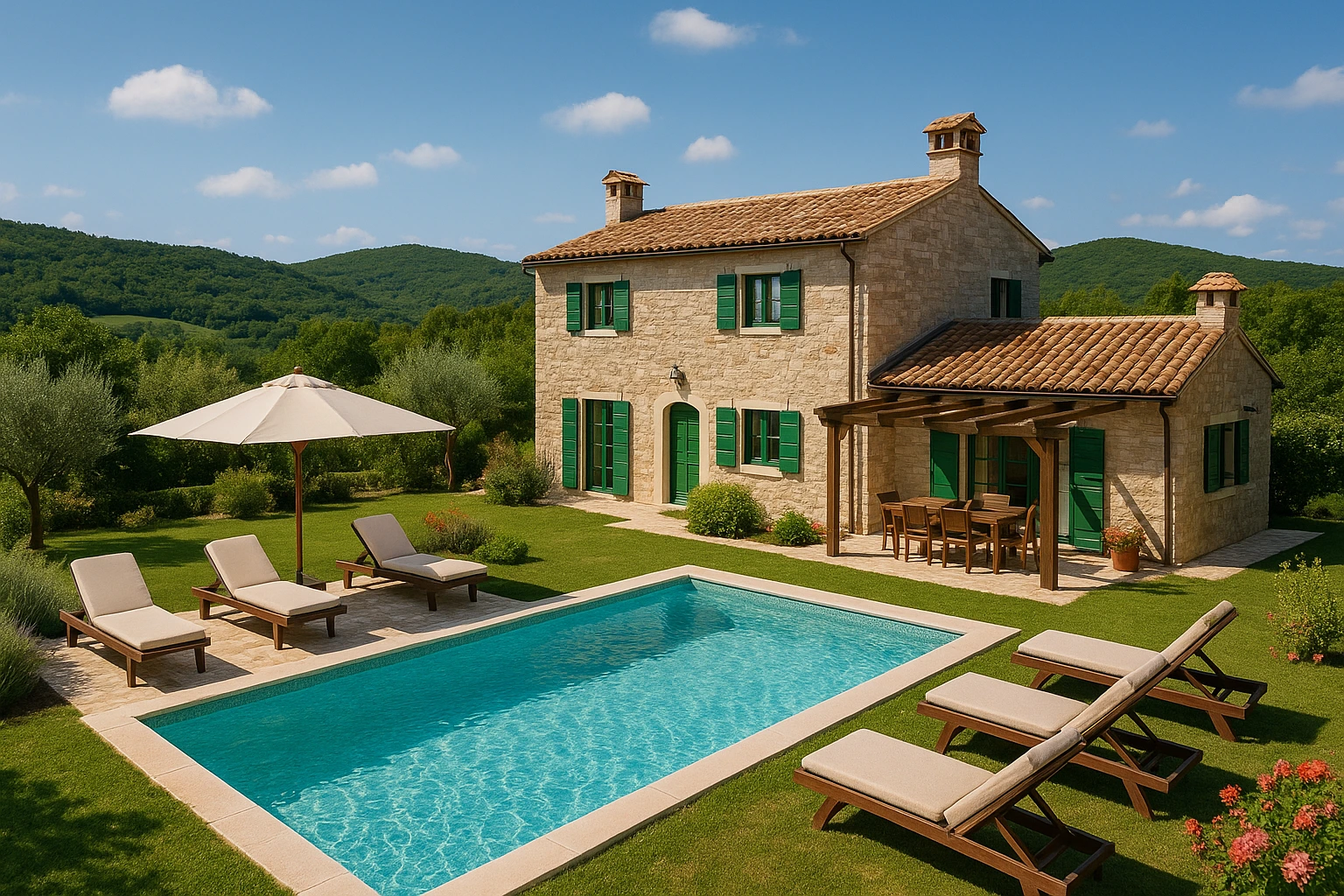 Villa avec piscine privée et vue sur la mer en Istrie