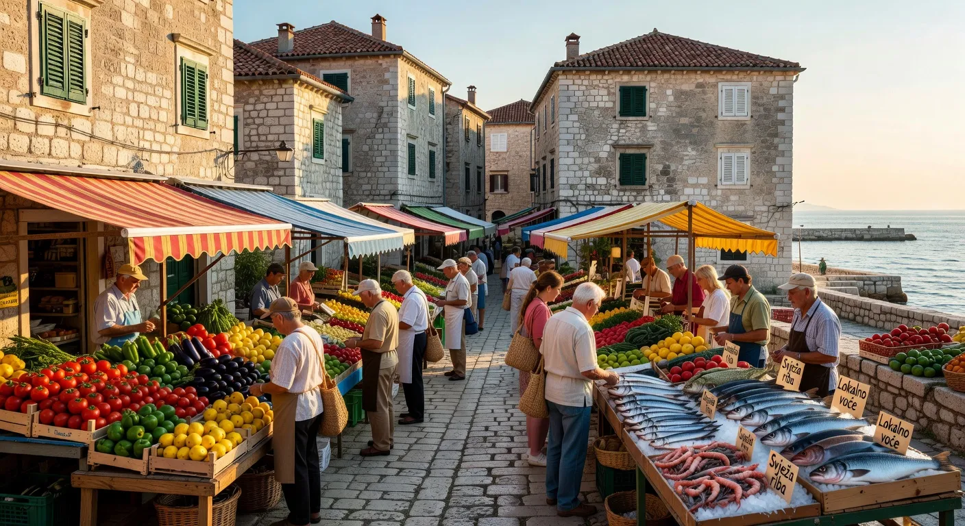 Marché local dans une ville côtière croate