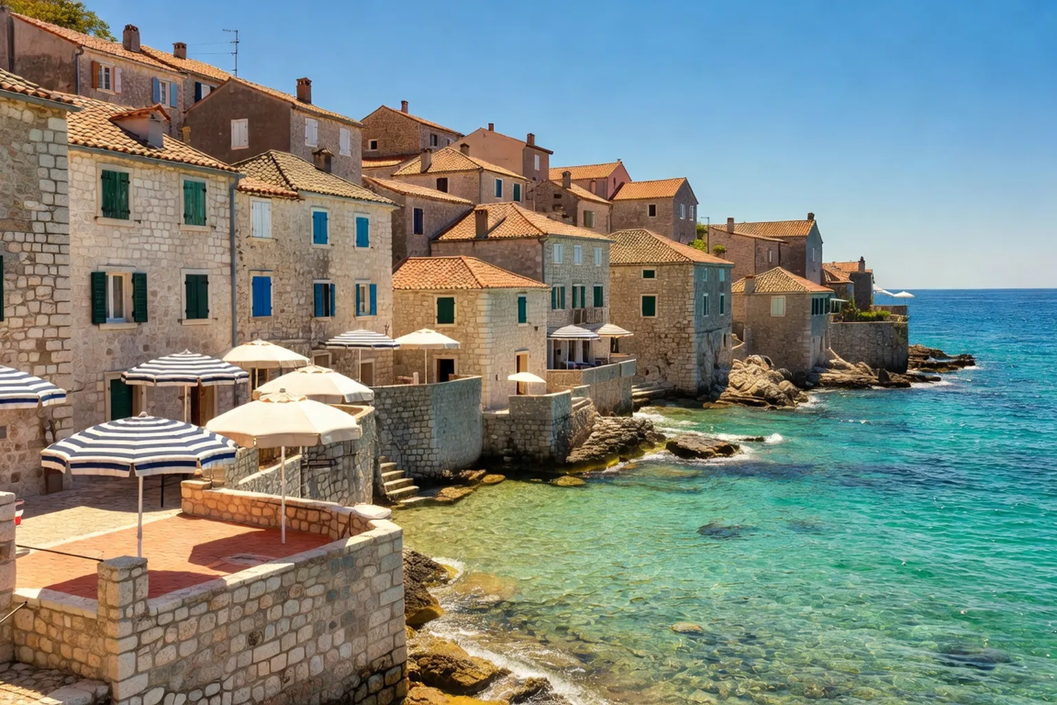 Plage croate animee en juillet