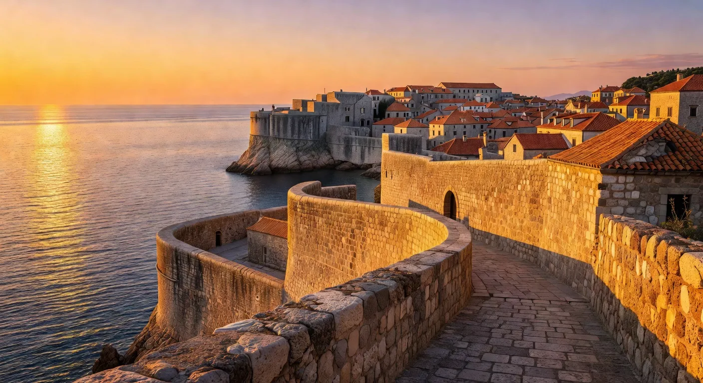Coucher de soleil sur les remparts de Dubrovnik