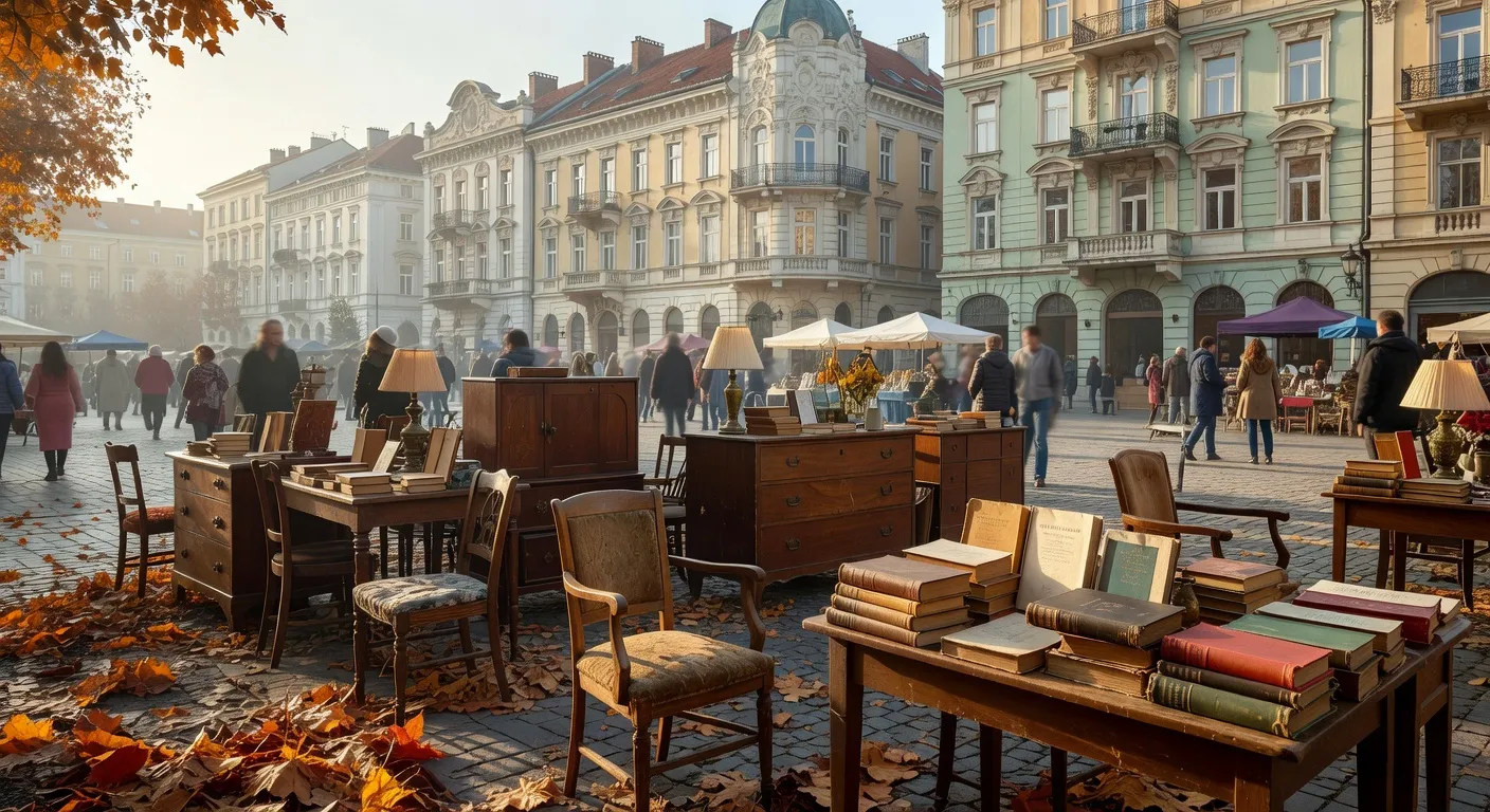 Vue de la place Britanac a Zagreb avec son marche du dimanche