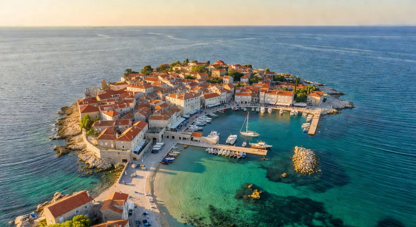 Vue aérienne de la péninsule de Zadar