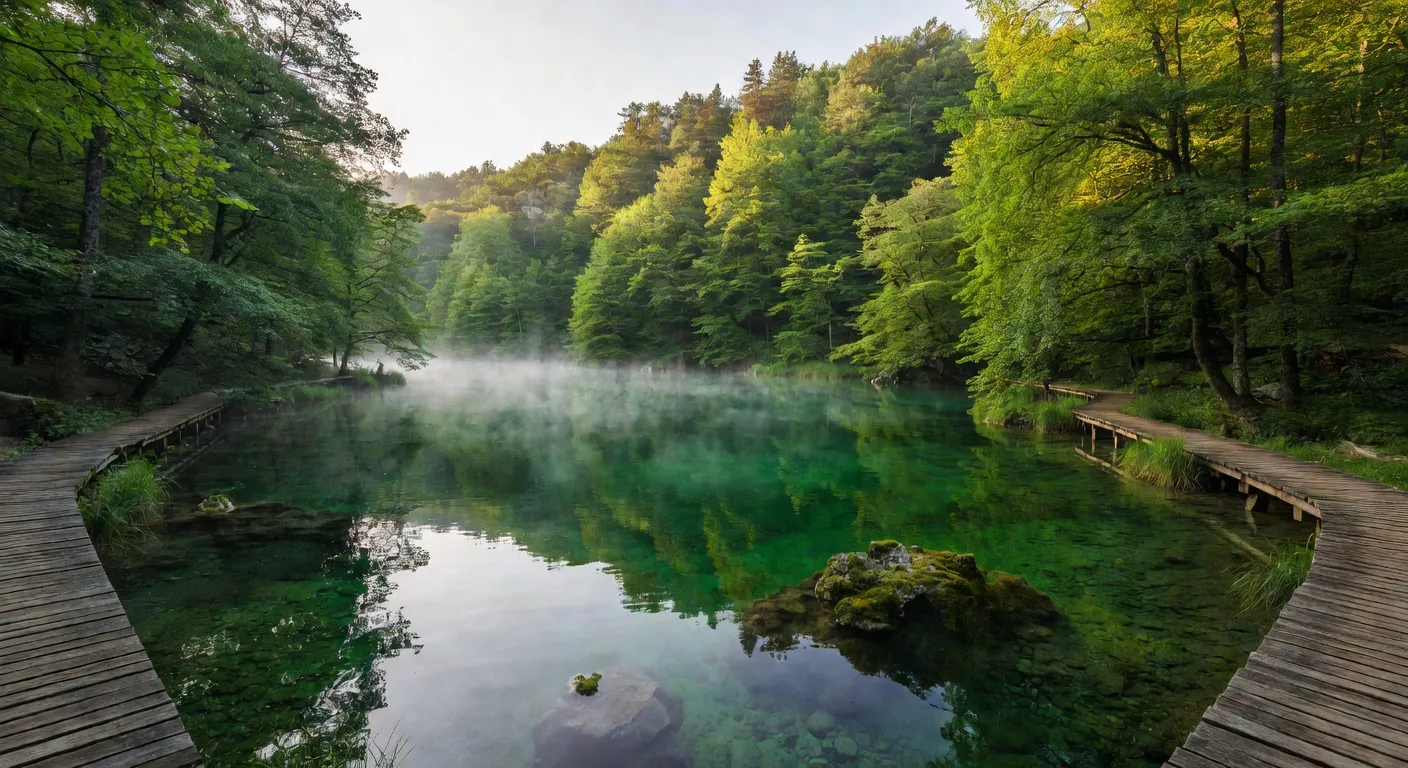 Lac émeraude aux lacs de Plitvice