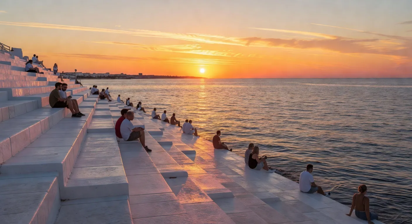Orgue marin de Zadar au coucher du soleil